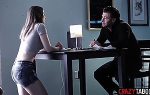 Teen desperate moves to convince stepsis dirty boss to get her back to job