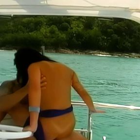 Yacht owner rewards the thick ass of a brunette milf with passionate rough anal sex