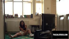 Exotic Rina Ellis swallows a thick rod and rides it well