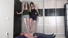 Grace & Emma - tall blondes like stomping their slave 4K