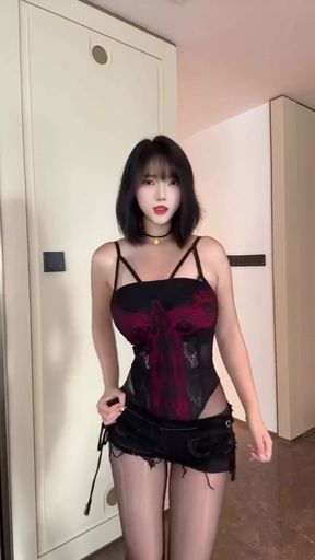 Cute solo Asian GF with natural big tits and a slim figure in a pro