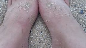 Day on the beach Rub my sexy feet on the sand play and relax