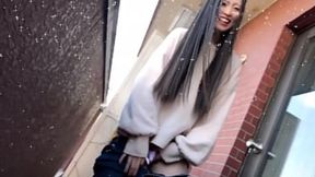 Wild public piss play: Japanese cutie wets pants, rubs one out with sex toy