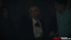 Nerdy teen Lexi Lore called a dark entity and was ravaged by two lustful peers