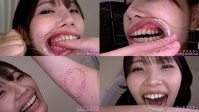 Haruna Kawai - A cute girl bites a man's finger with all her might while exposing her back teeth with a hook at the corner of her mouth & bites his inner arm very hard - 1080p