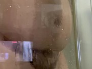 POV Chubby Bear Showering washing Moobs and naked fat body
