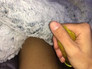 Whacking off with a condom - Banana dick