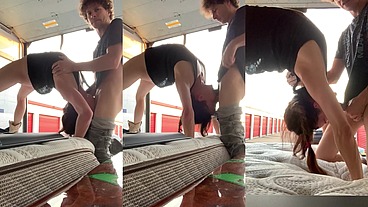 Slave Throat fucked in public upside down