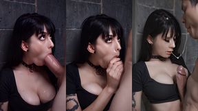 ai busty brunette babe facefuck deepthroat a big dick against the wall