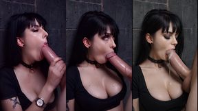 ai busty brunette babe facefuck deepthroat a big dick against the wall