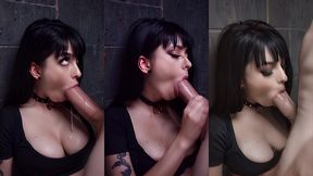 ai busty brunette babe facefuck deepthroat a big dick against the wall