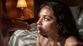 a beautiful indian girl takes my thick cock deep into her hardworking mouth and swallows all my cum.[ai]