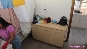 Huge natural breast at the laundry room part 1