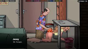 Demonic landlady gets secretly cummed on in anime game