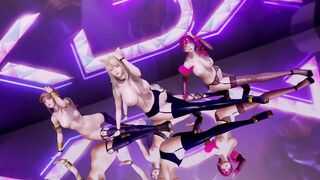 R18 MMD Stellar - Marionette Naked Vers. Ahri Akali Evelynn Kaisa the