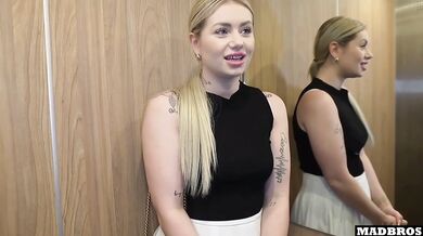 A Good French Blonde Stuck And Fucked In An Elevator And EVEN In A Parking Lot In Anal !!!