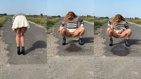 apres la seance sport et gyne, direction la campagne pour faire un gros pipi ...
