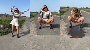 apres la seance sport et gyne, direction la campagne pour faire un gros pipi ...