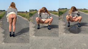 apres la seance sport et gyne, direction la campagne pour faire un gros pipi ...