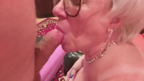 Horny Granny Kisses Her Tits