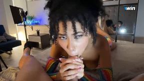 Tiny 18yo black-haired audition for blowage blowjob jizz in mouth, but mom's call interrupts. Slim beauty rushes off to study.