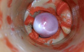 The Camera Inside the Deep Pussy Records a Huge Ejaculation with a Stuck Condom 4K