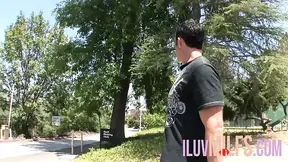 Blonde stepmom gets covered in seed on her enormous boobs