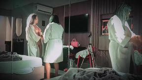 Real Man Gets Deepthroated by Passive Big Ass Trans While Wife Sucks Her Cock Together!