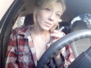 Morning orgasm in the car- self inflicted- in your boxers and flannel