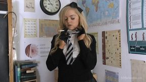 Lacey Smokes & Strips off Her Uniform in Class