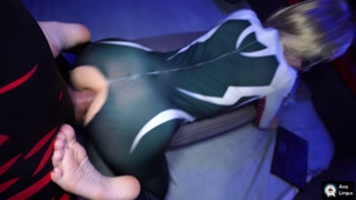 SPIDERGWEN drains CARNAGE'S MASSIVE COCK with all her HOLES and her TIGHT TEEN PUSSY CREAMPIED