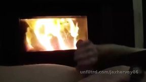Moaning and Edging My Thick Cock with the Fire Going