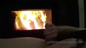 Moaning and Edging My Thick Cock with the Fire Going