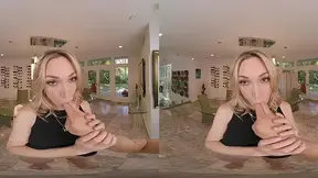 Lily LaBeau gags on huge VR cock