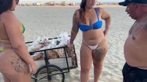 Beach Seller in a Salty Package Eats the Two Hot Girls in Exchange Left Happy
