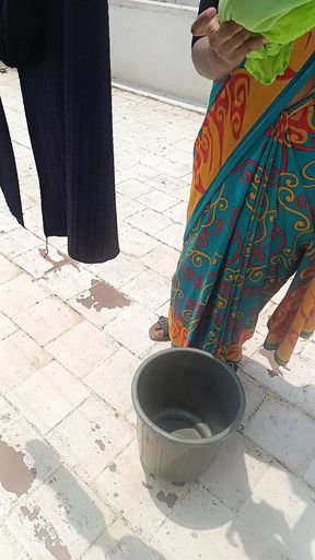 house wife dress wash romance with neighbour in Terrace
