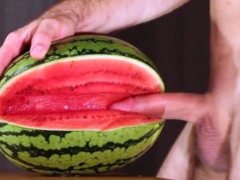 Muscular Stud Fucks and Cums on Watermelon