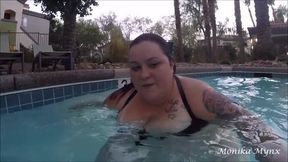 SSBBW walk and swim in pool