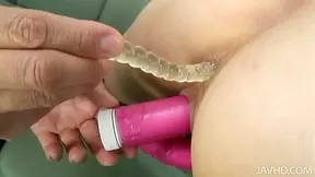 Natsumi Mitsu’s Busty Milf Holes Stretch Around Massive Purple Toy Thrusts