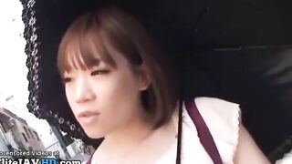 Japanese busty shy teen satisfies random horny man