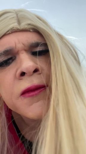 Amateur Crossdresser in stocking heels skirt seduces husband to her room gives blowjob, but hubby keeps talking about&hellip;   Clip 3