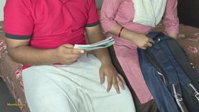 kusum Before going to school,  comes to the neighbour stepuncle to get tips for the exam.