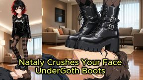 Goth Boots Face Destruction - Nataly Stomps Your Head Into the Floor | Boots Face Trample Femdom Animation