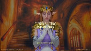 Zelda cosplayer suger och rider stor dildo