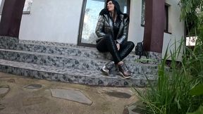 a lot of cum on my shiny down-jacket from the gardener 270