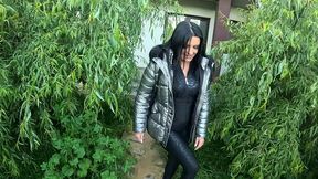 a lot of cum on my shiny down-jacket from the gardener 270
