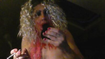 Sissy cumdump Sarah,shows how she likes to be fucked, masturbates, smokes, uses her mouth as her ashtray