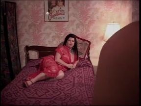 Small blonde with a tight cunt is seduced to eat pussy on sofa by old housewife