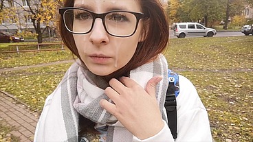 Walking with cum on my face