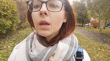 Walking with cum on my face